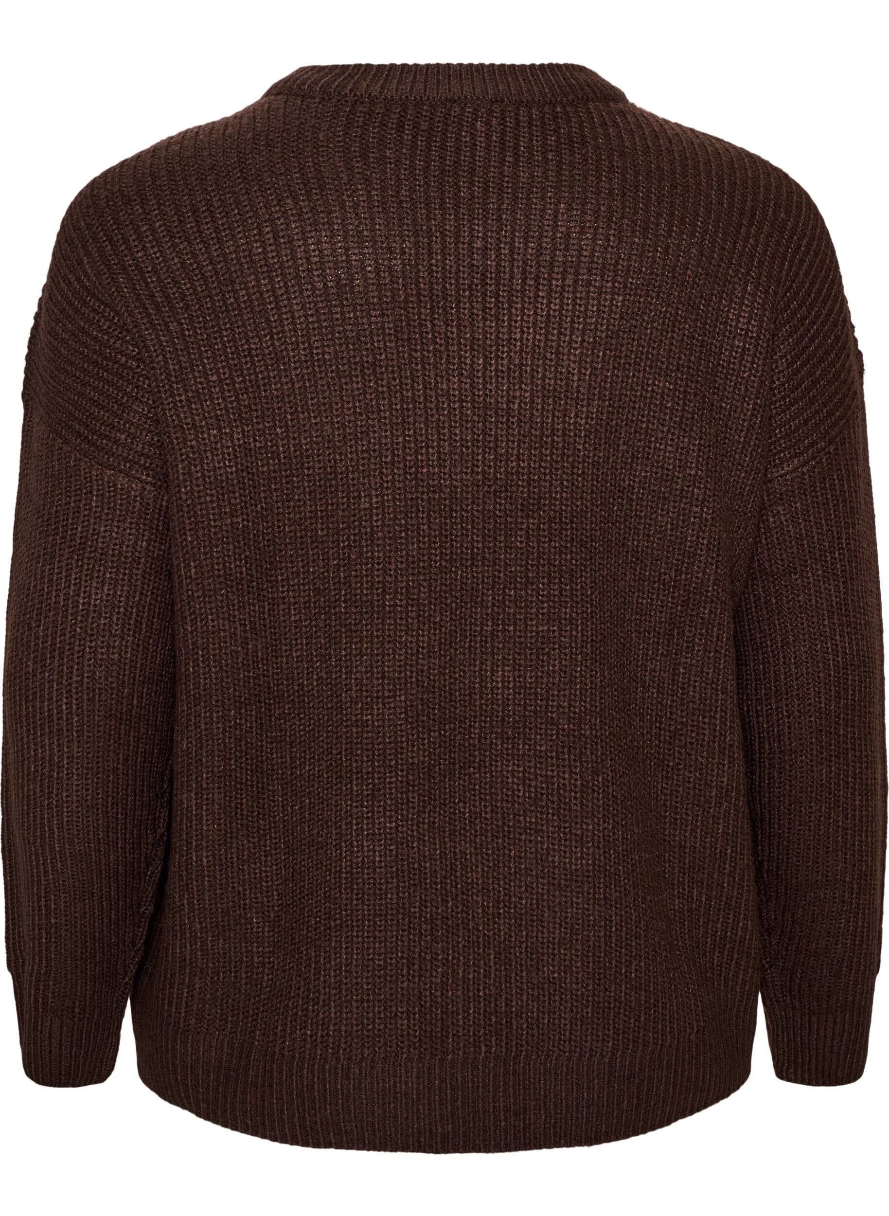 ZizziGebreid vest met rits, Bruin, Packshot image number 1