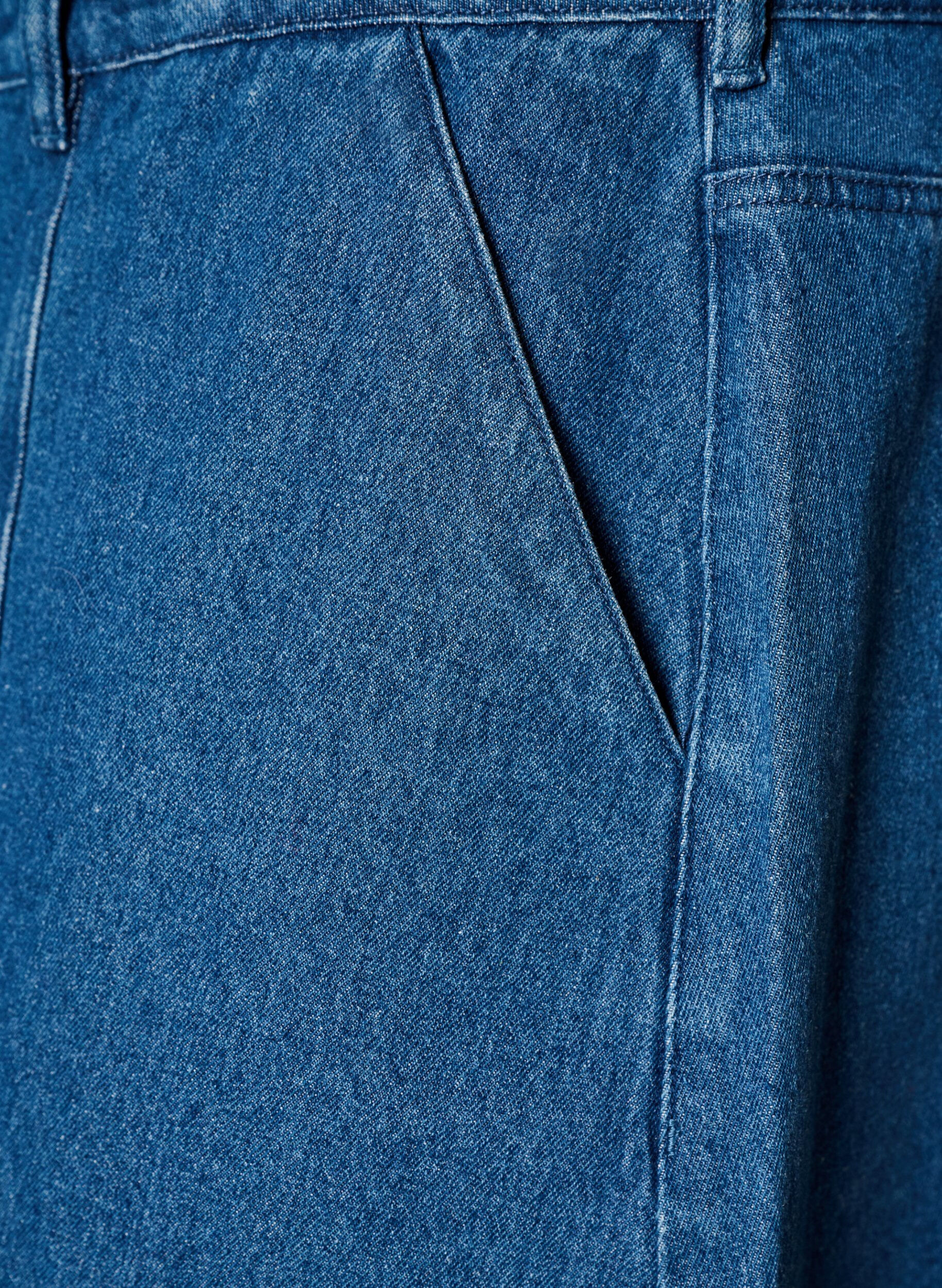 ZizziA-lijn denimrok met golvende knoopsluiting, Blauw, Packshot image number 3
