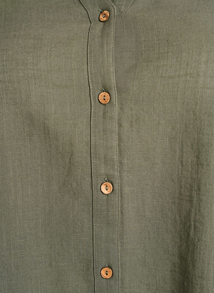 Katoenen blouse met V-hals, Groen, Packshot image number 2