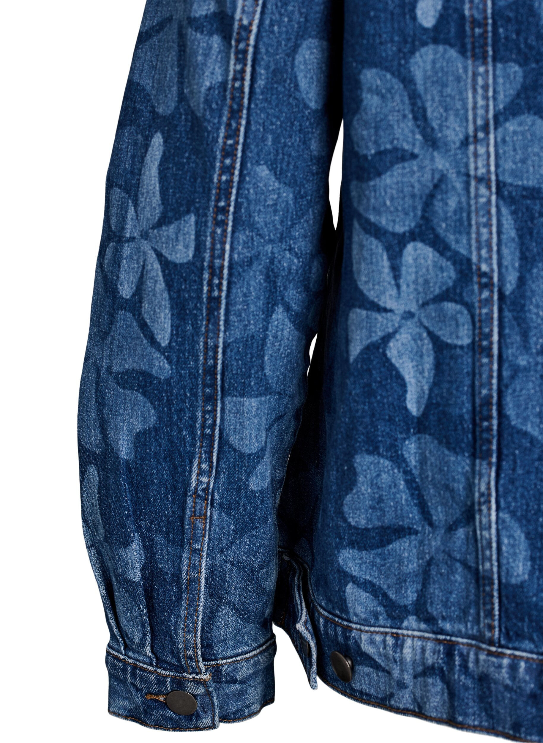ZizziDenimjack met bloemenpatroon, Blauw, Packshot image number 3