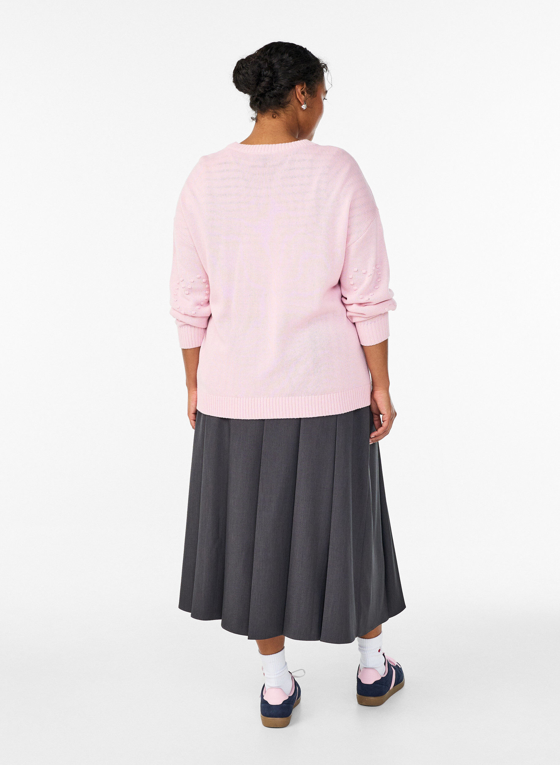 ZizziMidirok met wijde plooien, Grijs, Model image number 1