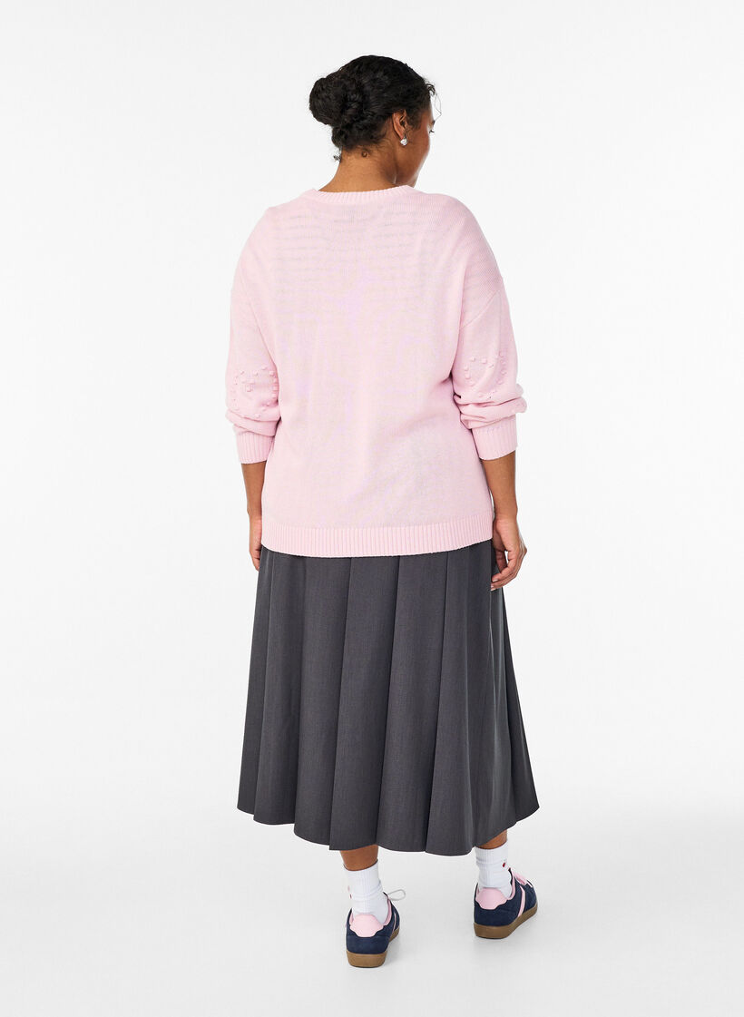 Midirok met wijde plooien, Grijs, Model image number 1