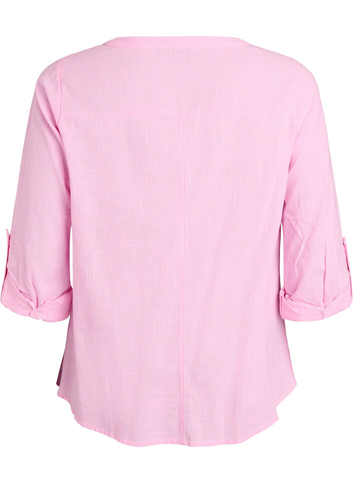 Chemisier en coton avec col en V, Rose, Packshot image number 1