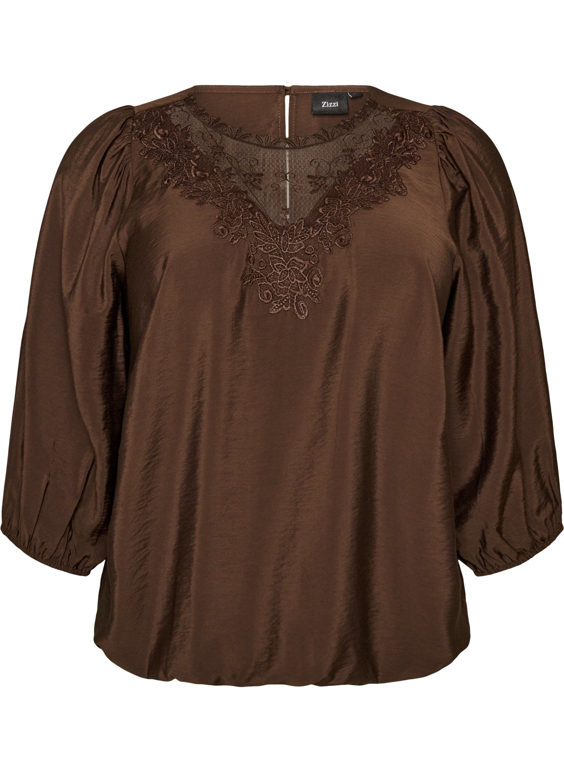 Blouse met 3/4 mouwen en kantdetails
