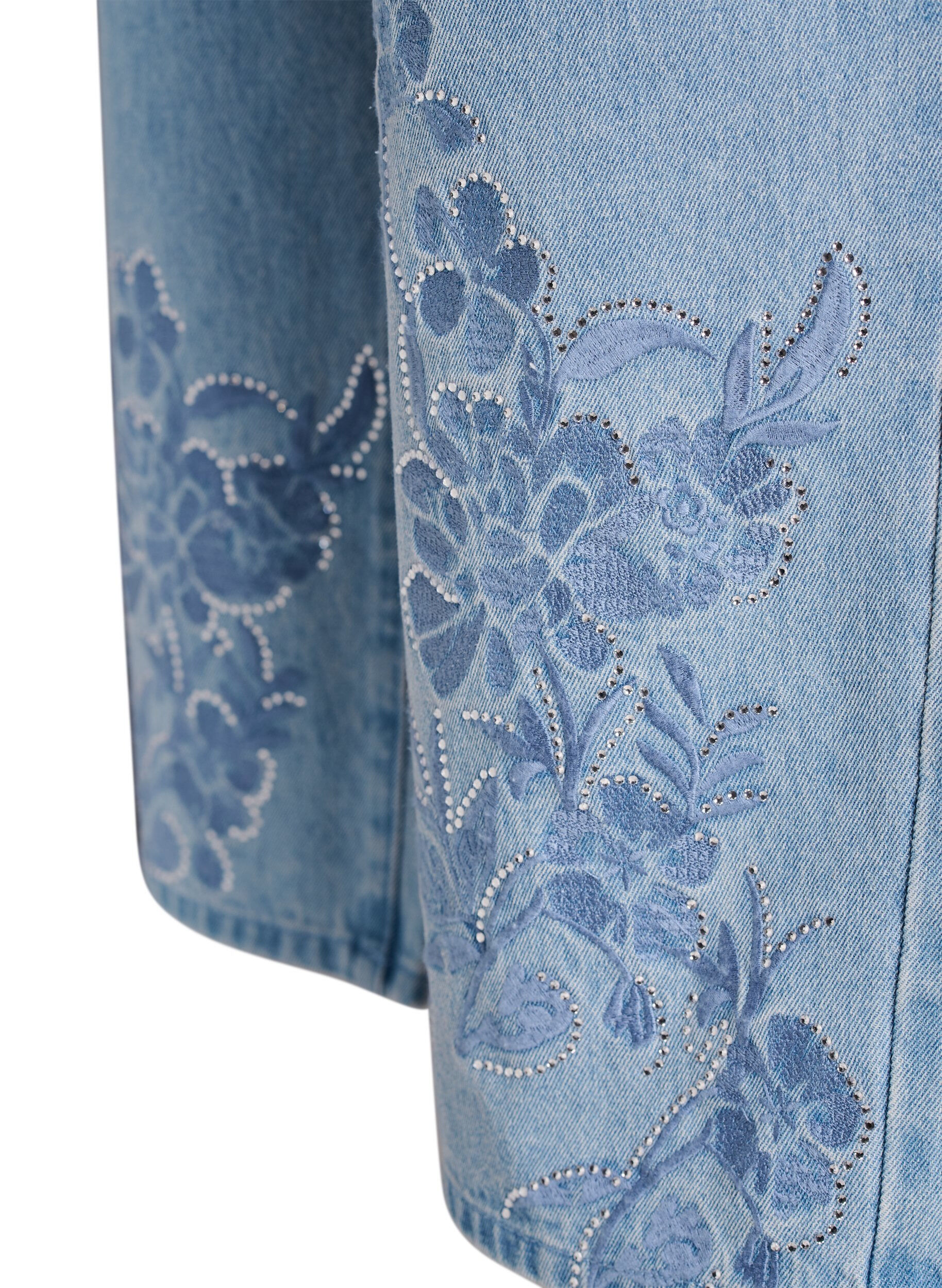 ZizziMyra jeans met wide fit en bloemendetails, Blauw, Packshot image number 3