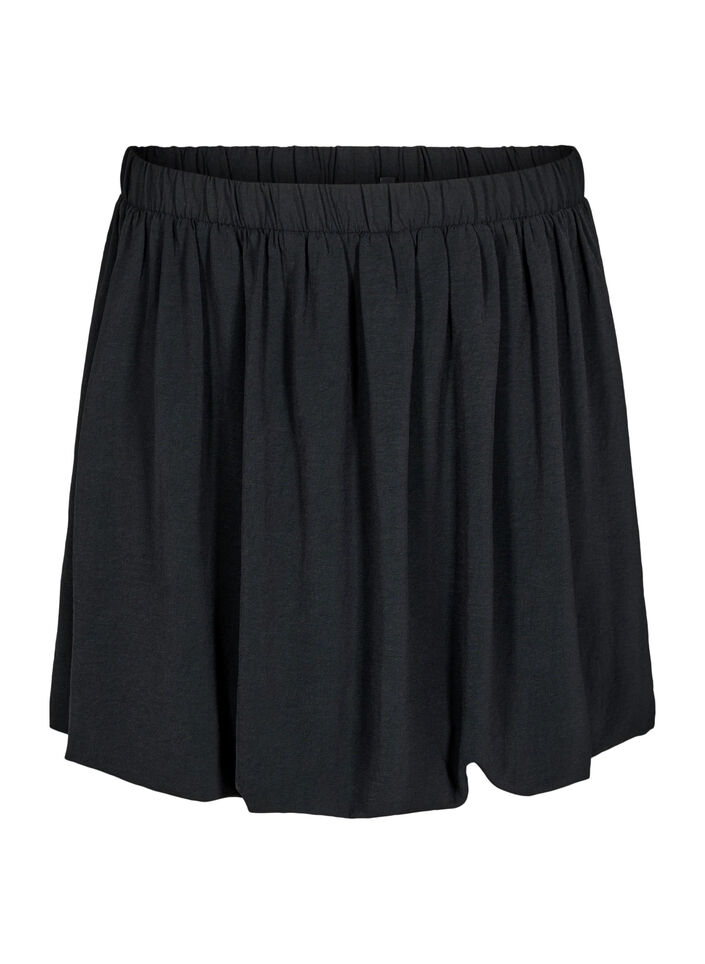 Korte ballonrok met een elastische taille, Black, Packshot