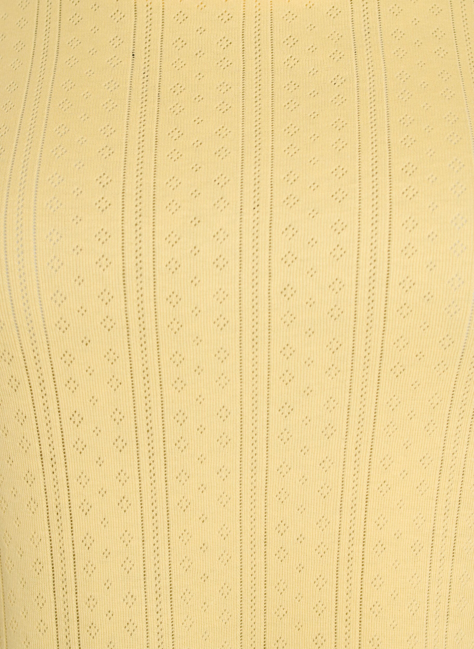 ZizziT-shirt van katoen met gaatjesborduursel, Geel, Packshot image number 2