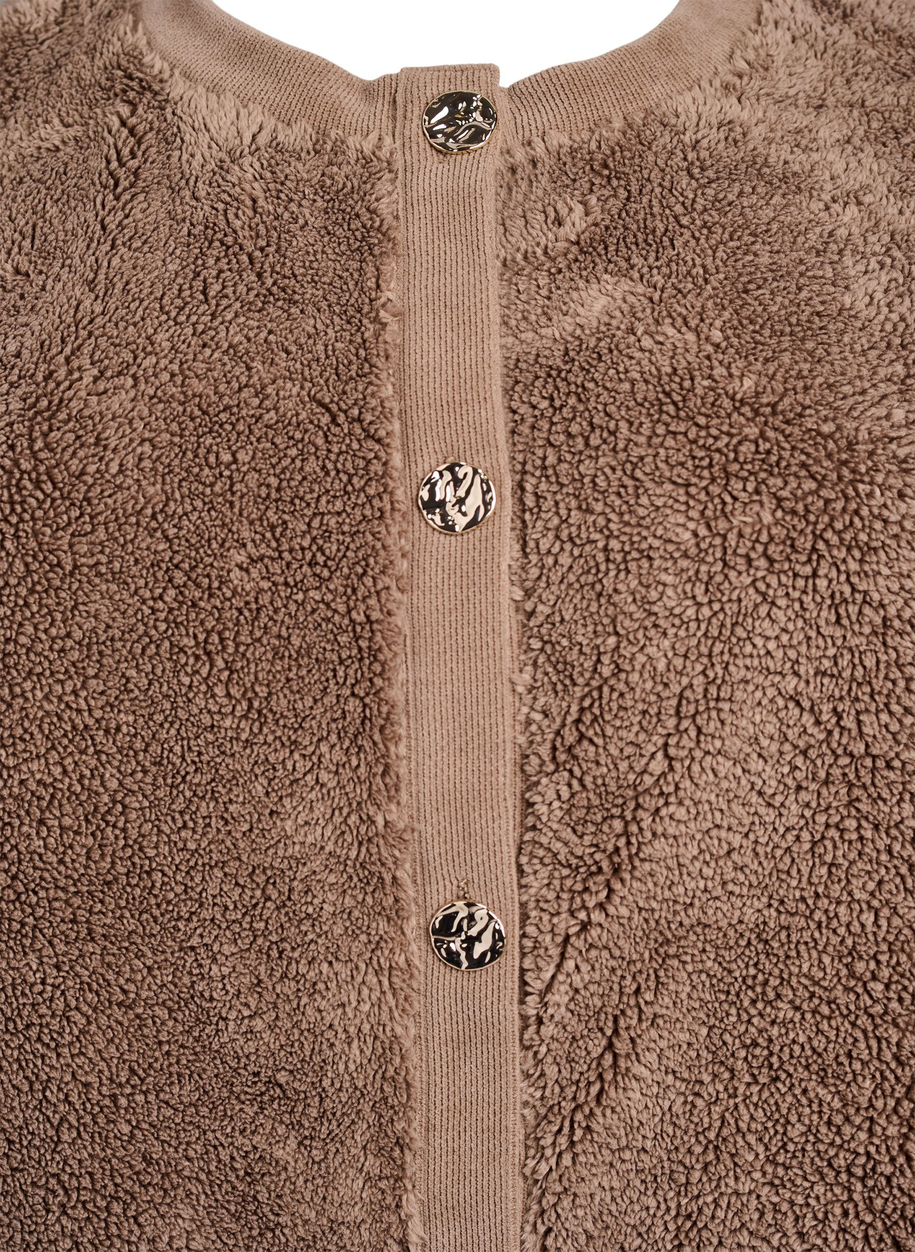 ZizziTeddy cardigan met decoratieve knopen, Bruin, Packshot image number 2