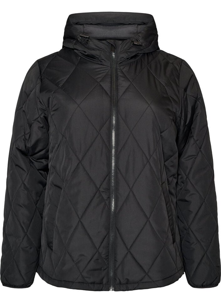 Licht gewatteerd jack met diamant-quilt, Zwart, Packshot image number 0
