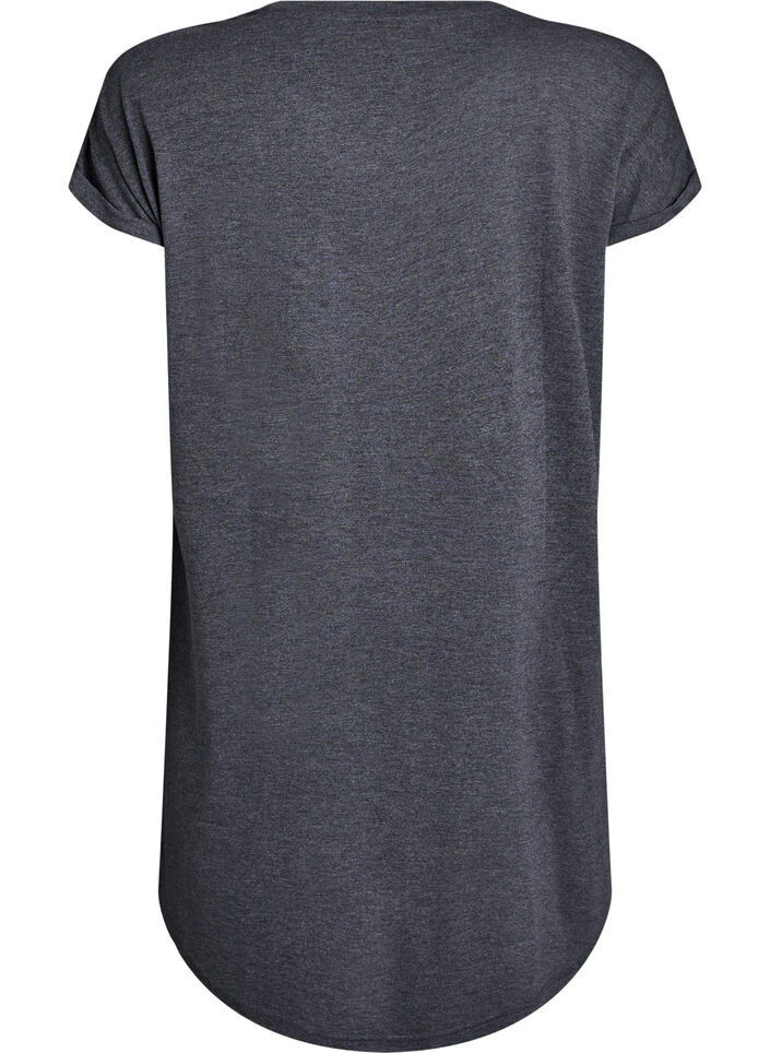 Nachtjapon met korte mouwen en tekstopdruk, Zwart, Packshot image number 1