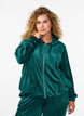 Velours cardigan met ritssluiting en capuchon, Groen, Model image number 0
