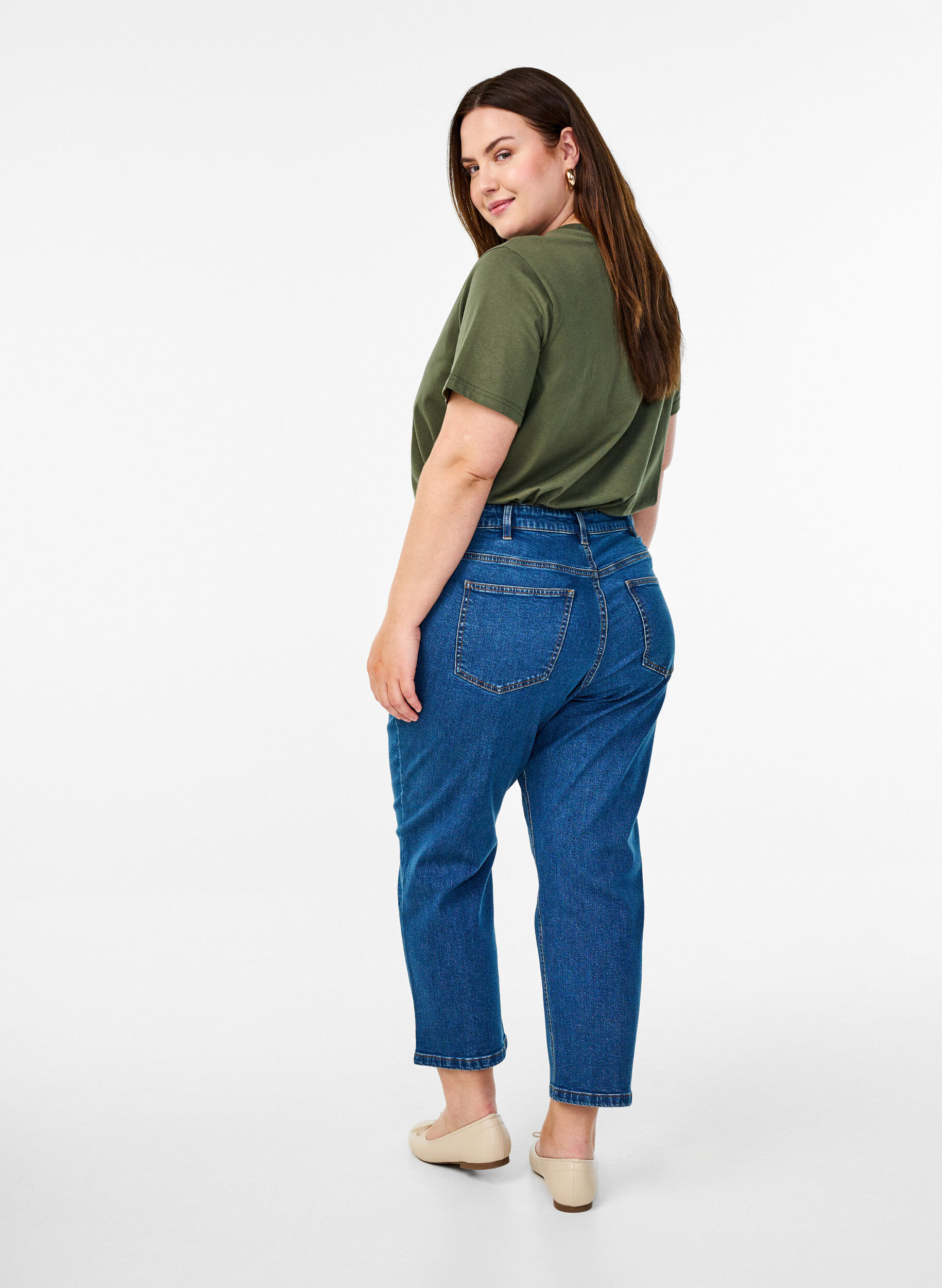ZizziGecropte Vera jeans met een straight-fit, Blauw, Model image number 1