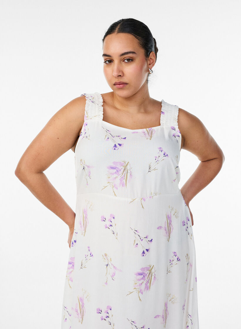 Zomerjurk met brede bandjes, Wit, Model image number 2