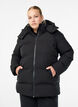 Korte gewatteerde jas met afneembare capuchon, Zwart, Model image number 0
