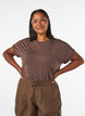 Viscose T-shirt met glitterstrepen, Bruin, Model image number 0