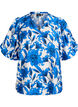 Blouse met bloemenprint en korte ballonmouwen, Vanille, Packshot image number 0