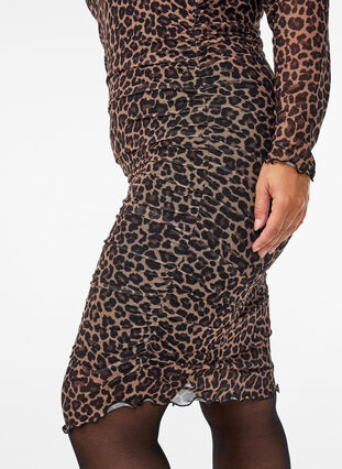 ZizziKorte jurk van mesh met luipaardprint, Leo comb, Model image number 3