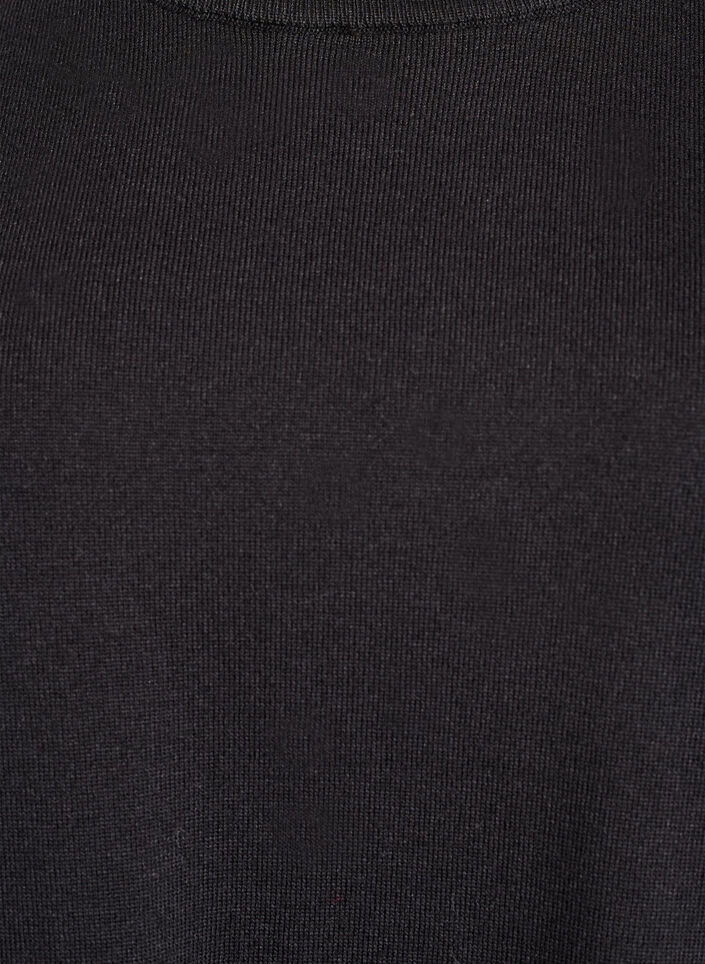 Fijngebreide blouse met korte mouwen, Zwart, Packshot image number 2