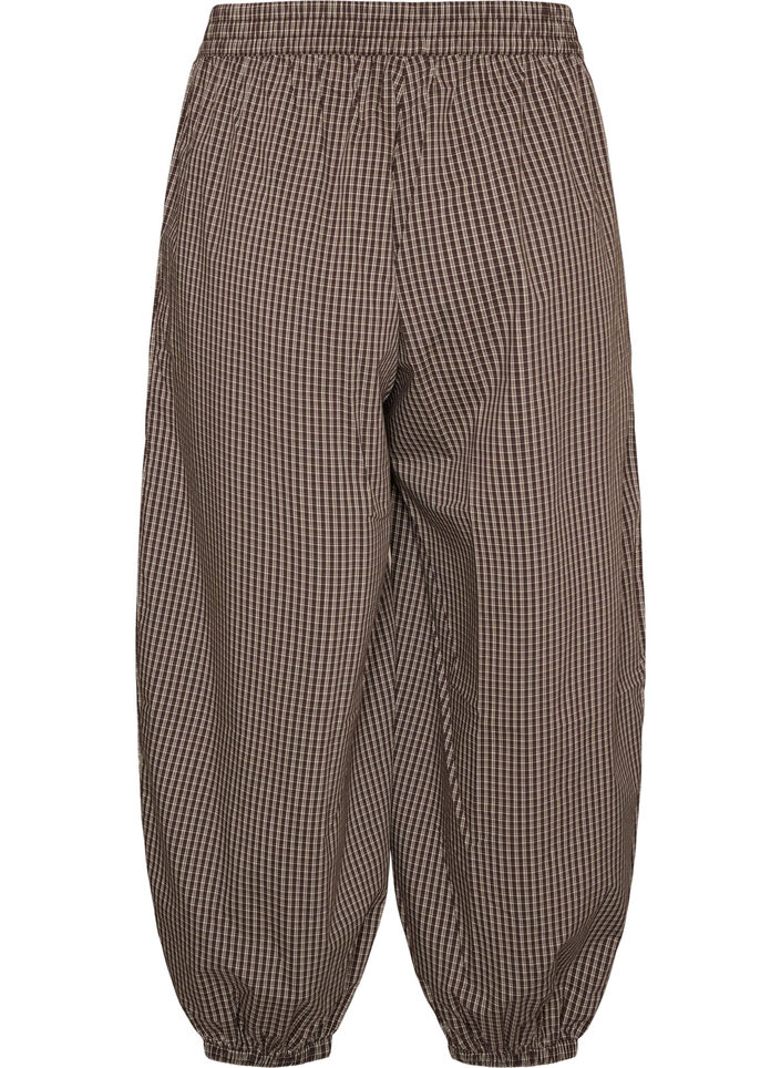 Balloonbroek met hoge taille en all-overpatroon, Bruin, Packshot image number 1
