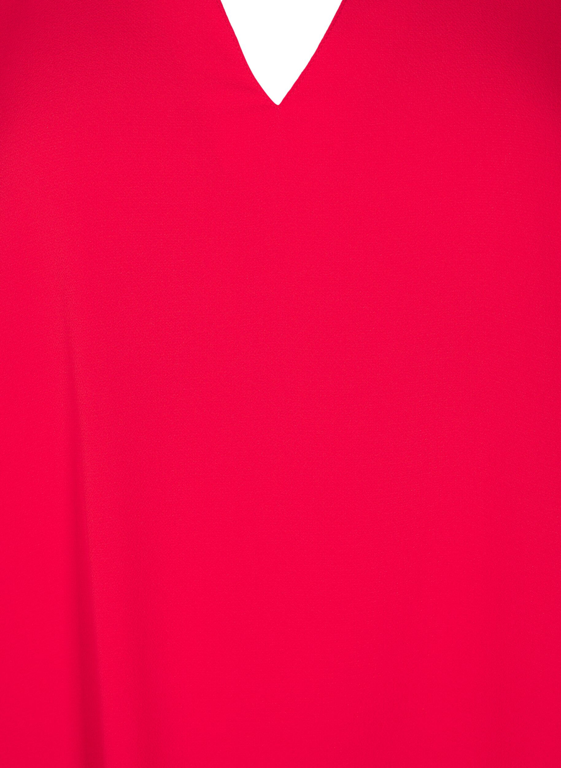 ZizziBlouse met korte mouwen en V-hals, Rood, Packshot image number 2