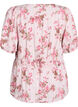 Bloemenblouse met korte mouwen en gesmokte taille, Roze, Packshot image number 1