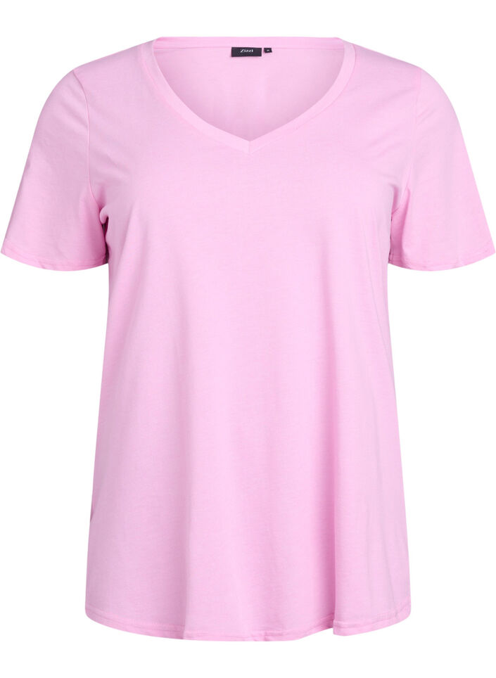 T-shirt met korte mouwen en V-hals, Roze, Packshot image number 0