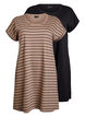 2-pack T-shirtjurk met korte mouwen, Bruin, Packshot image number 0