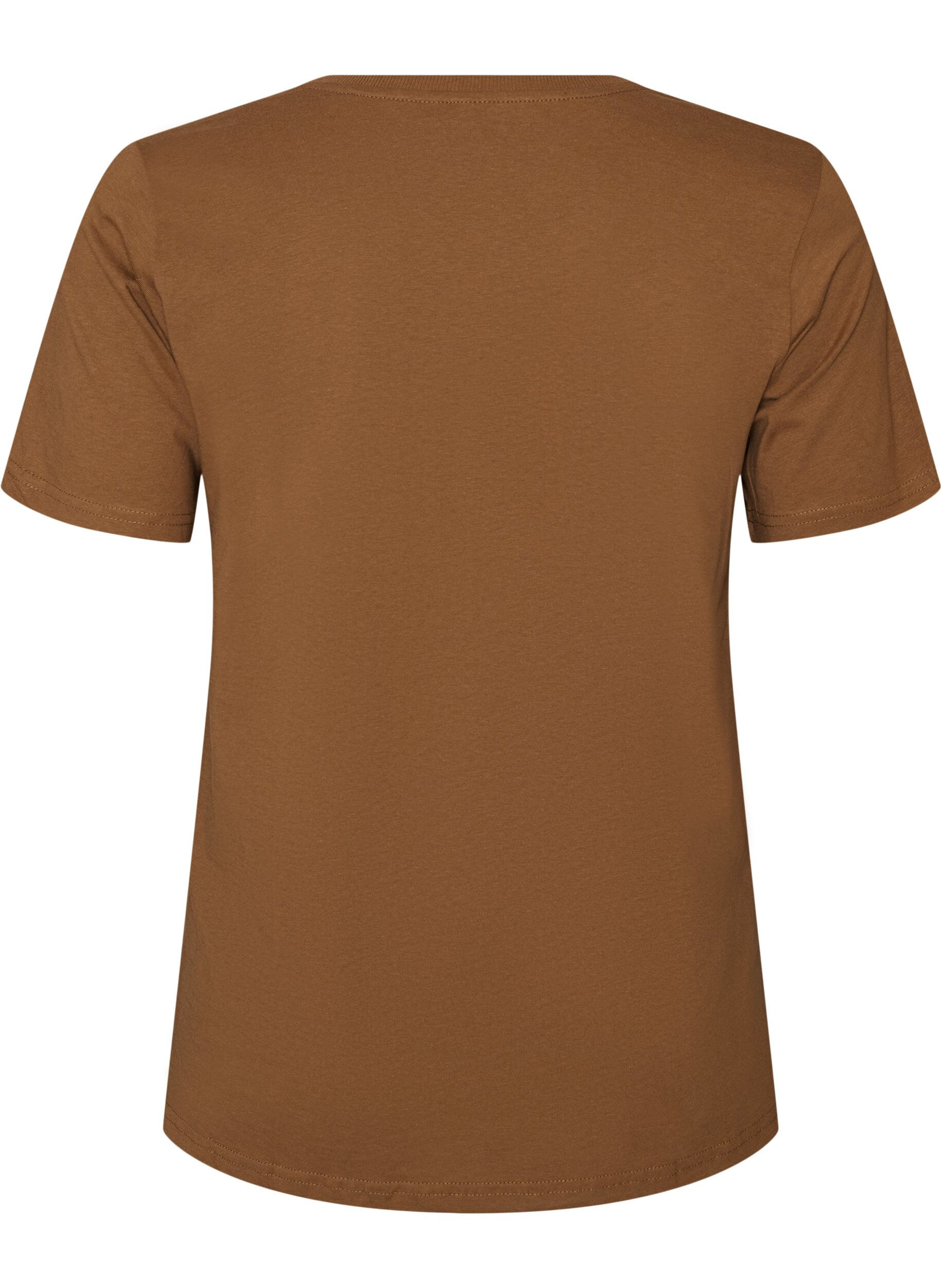 ZizziKatoenen T-shirt met print, Bruin, Packshot image number 1