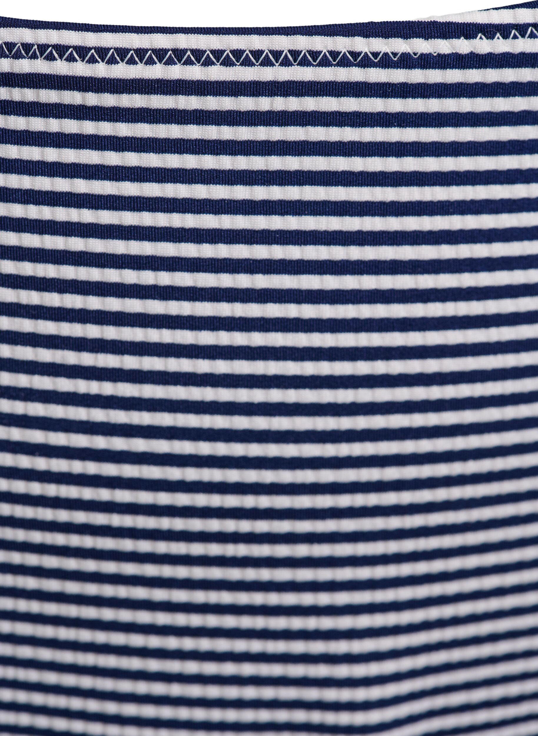 ZizziBikinibroekje met gestreepte textuur en normale taille, Blauw, Packshot image number 2