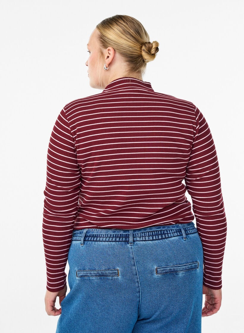 Geribde gestreepte jersey blouse met een hoge hals, T.Port Fairy Tale, Model