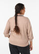 Gebreide blouse met een kraag en contrasterende ruches, Beige, Model image number 2