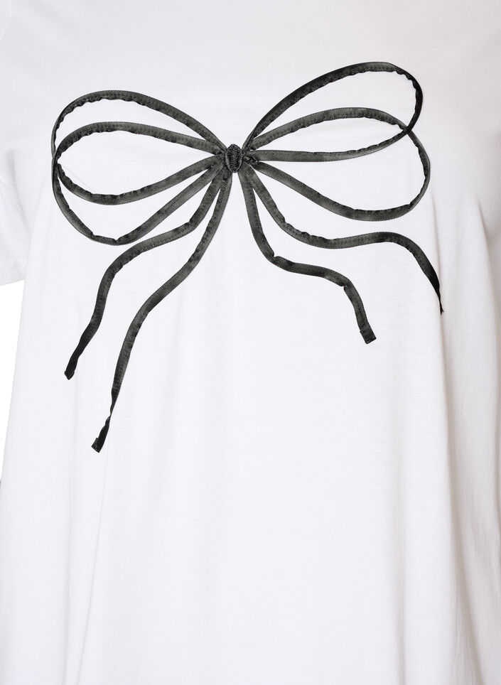 T-shirt van biologisch katoen met decoratief motief, Wit, Packshot image number 2