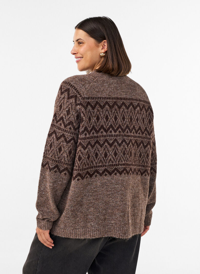 Vest met jacquardpatroon, Bruin, Model
