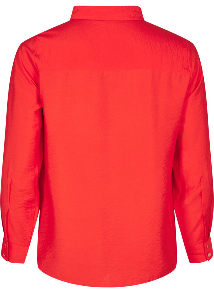 Overhemd met kraag en borstzakken, Rood, Packshot image number 1