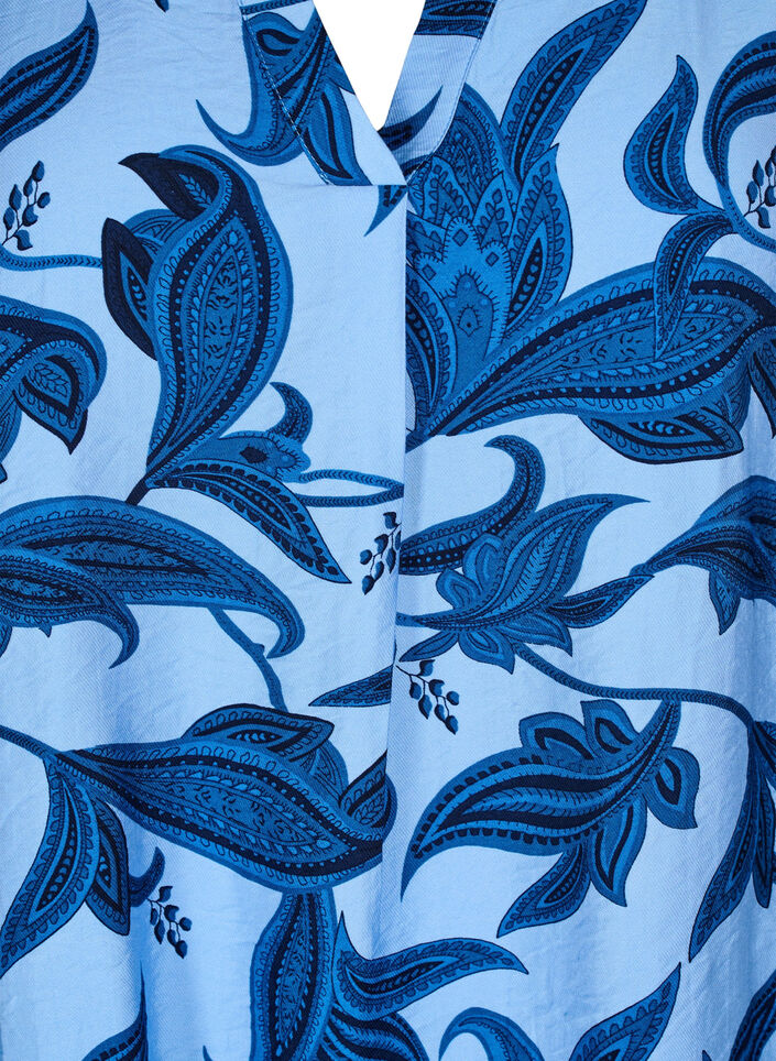 Blouse met lange mouwen in paisleydesign en v-hals, Blue Paisley AOP, Packshot image number 2