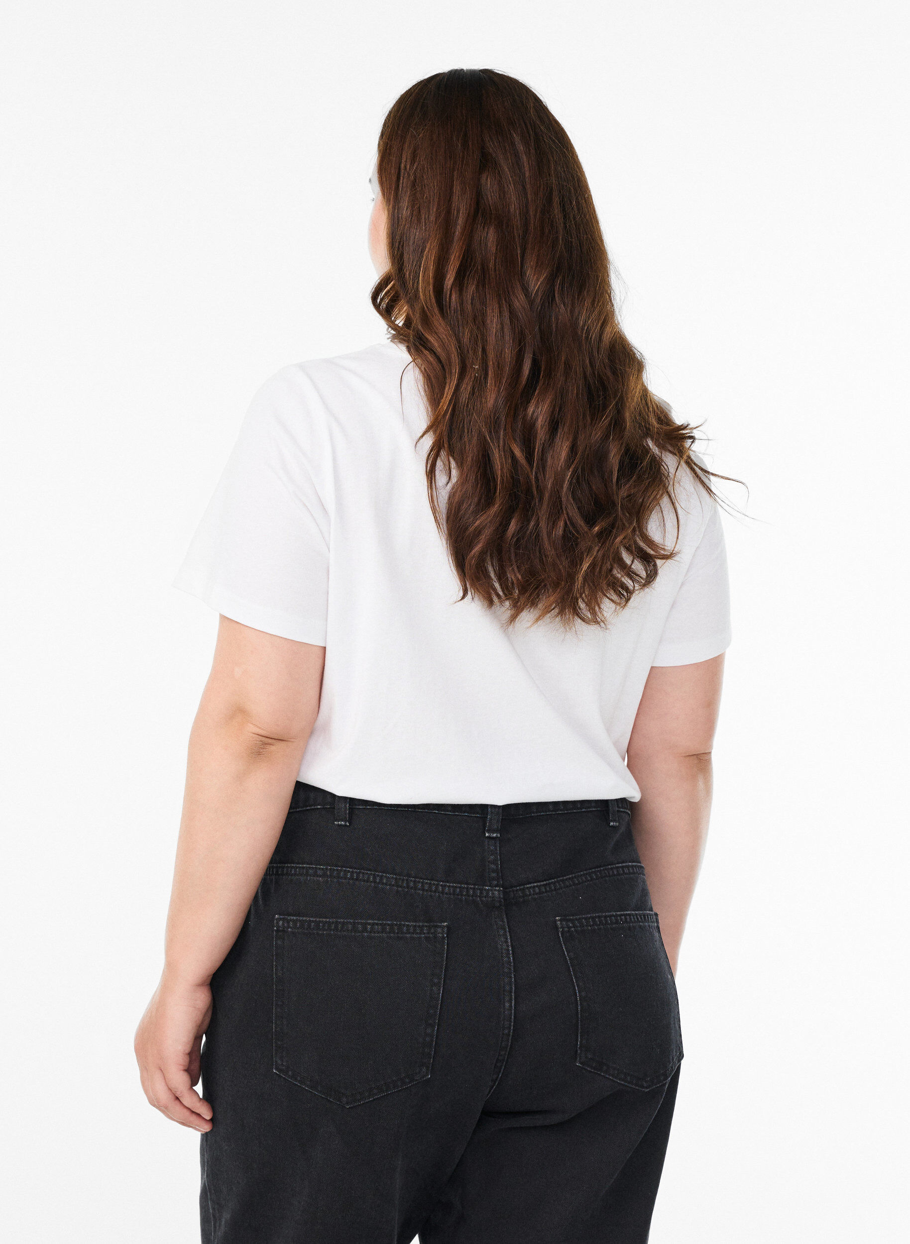 ZizziKatoenen T-shirt met print op de voorkant, Wit, Model image number 2