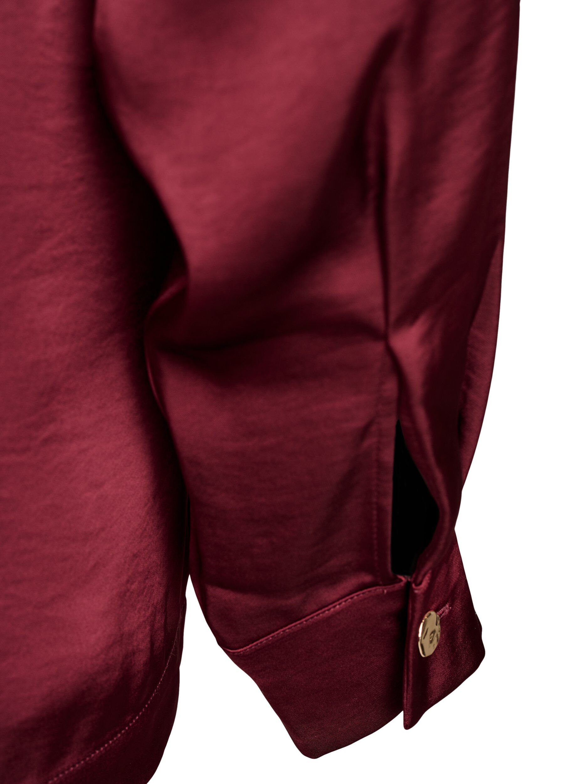 ZizziFeestblouse in satijnlook met knoopjes en verstelbare taille, Donker Bordeaux, Packshot image number 3