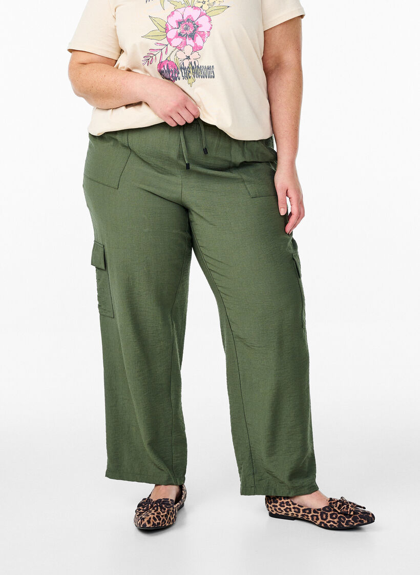 Cargo broek met hoge taille, Thyme, Model