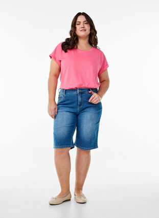 ZizziT-shirt met korte mouwen in een katoenmix, Roze, Model image number 1