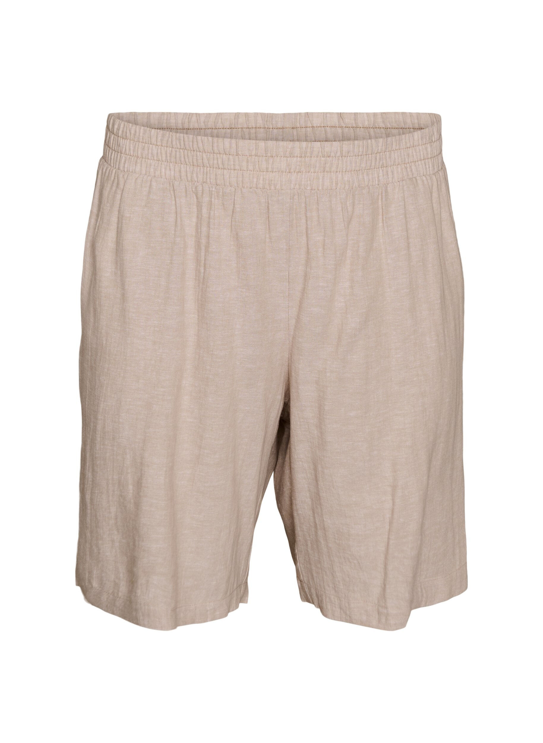 Shorts met hoge taille in linnen en viscose