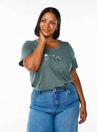 ZizziFLASH - T-shirt met motief, Balsam G Multi Flow, Model image number 0