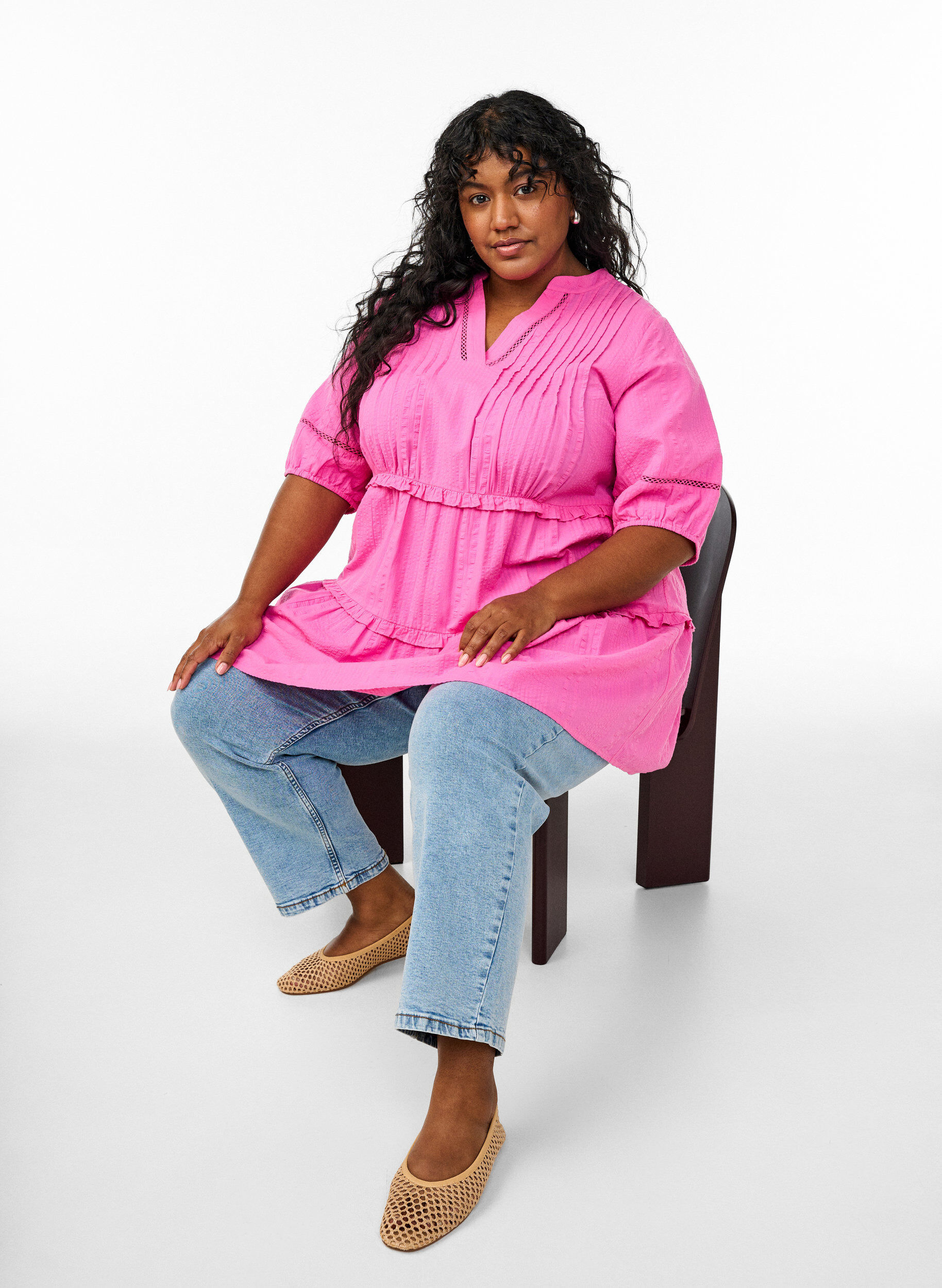 ZizziA-vormige tuniek met ruches, Roze, Image image number 0