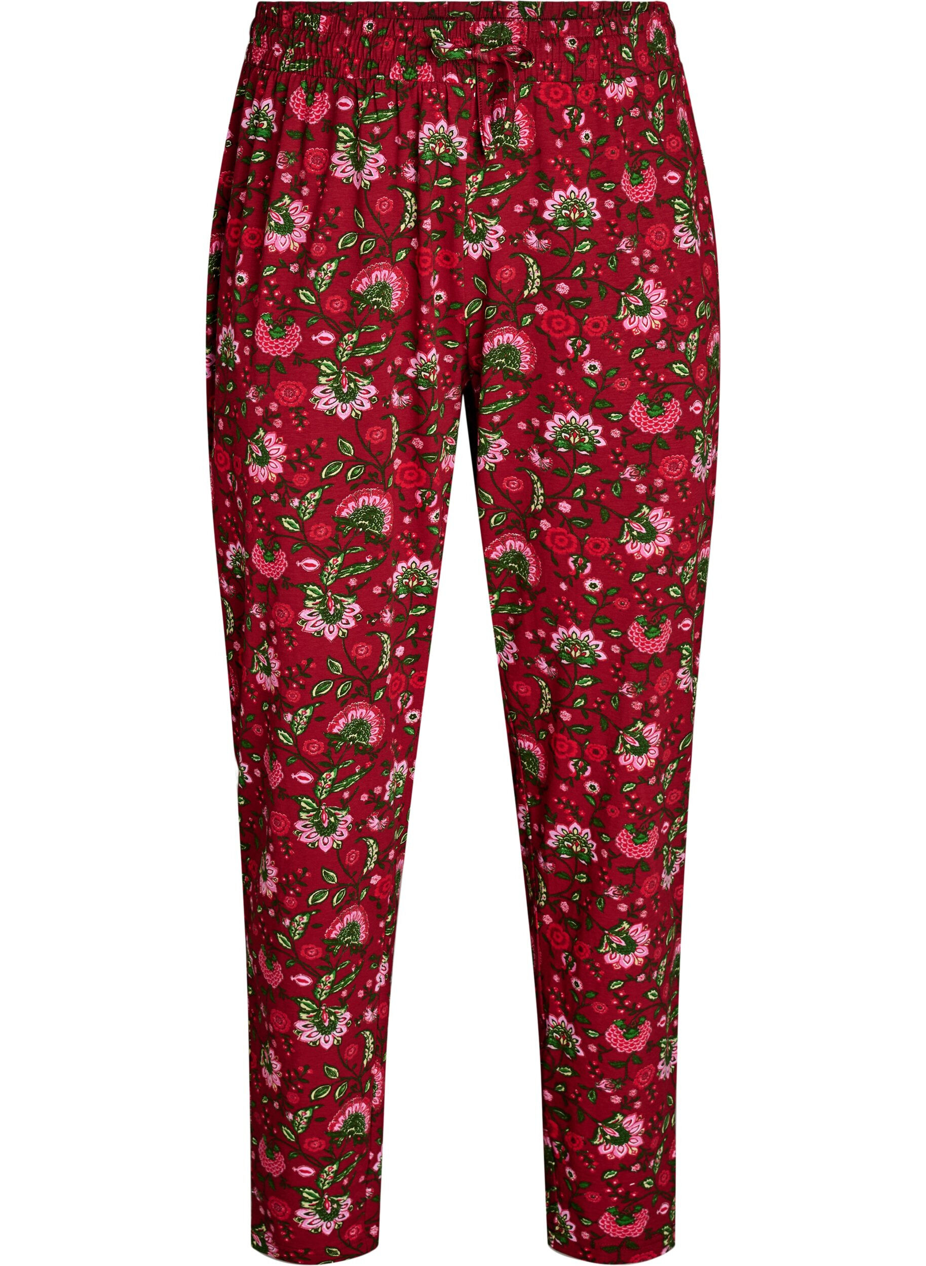 ZizziKatoenen pyjamabroek met print, Rood, Packshot image number 0