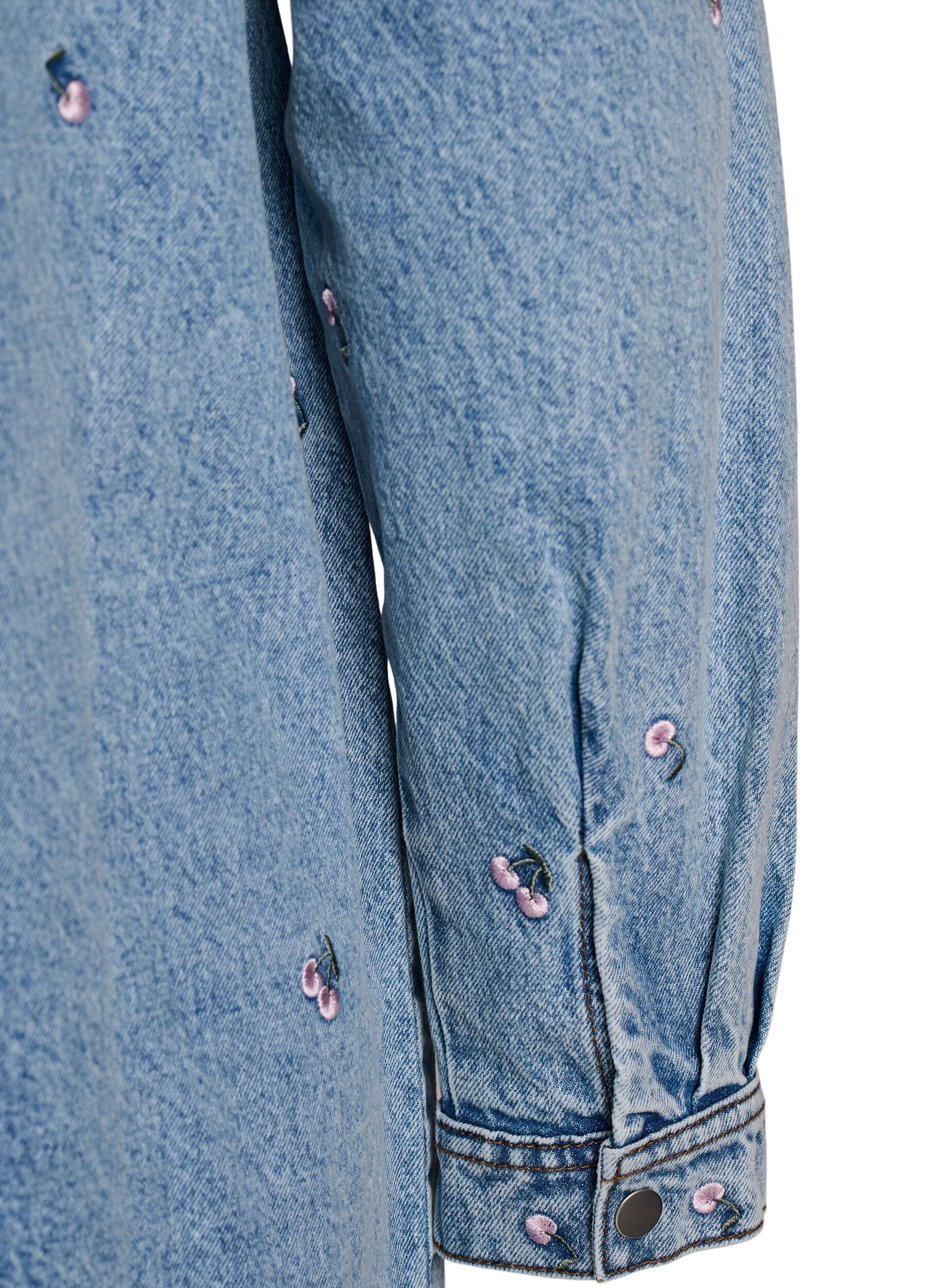 ZizziDenimjurk met kersen en borstzakken, Blauw, Packshot image number 3