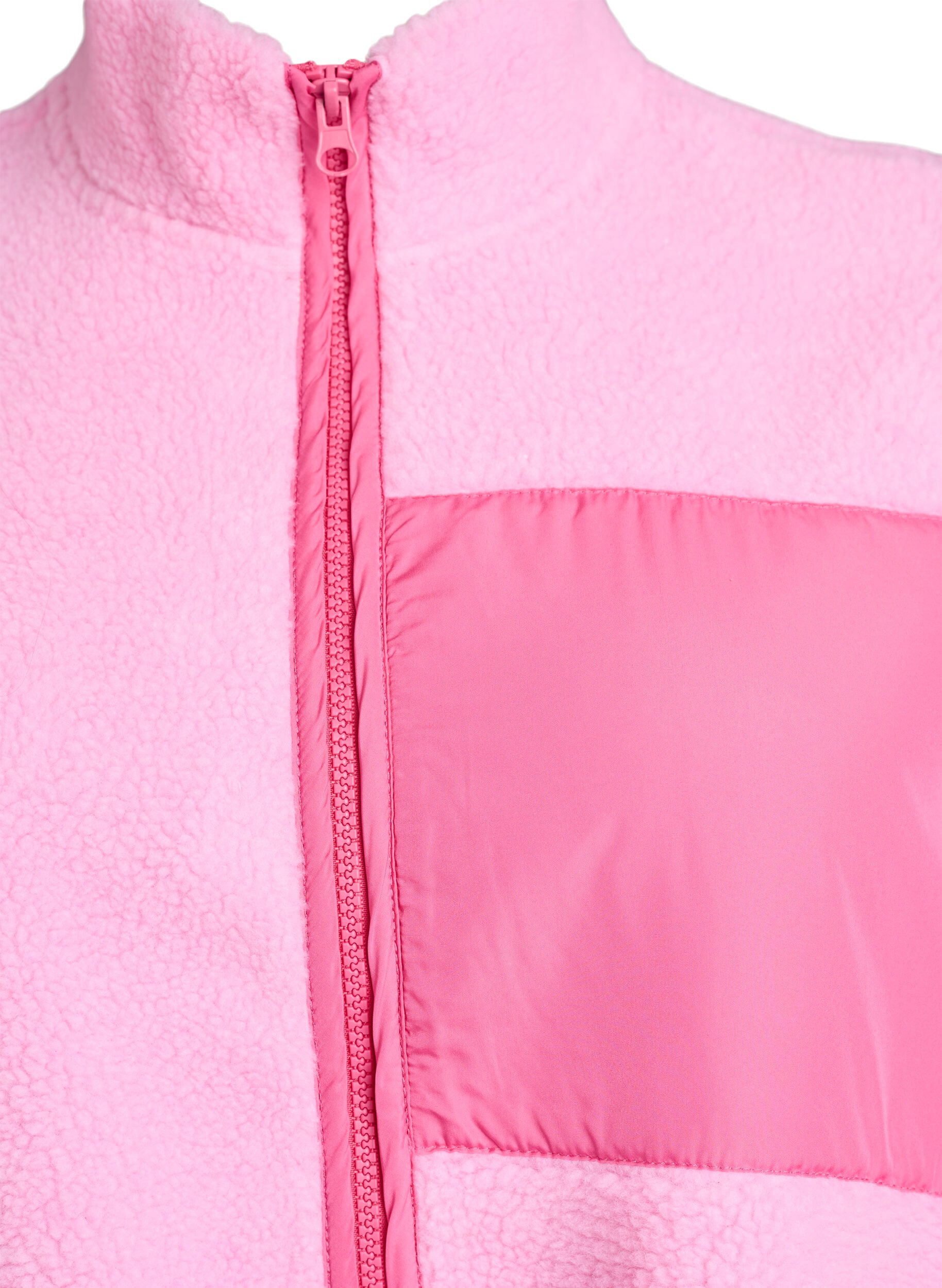 ZizziTeddy-fleecevest met ritssluiting en contrasteerdetail, Roze, Packshot image number 2
