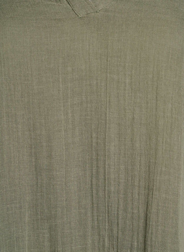 Robe courte &eacute;vas&eacute;e en mousseline de coton, Vert, Packshot image number 2