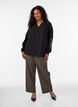Viscose shirt met geborduurde mouwen, Zwart, Model image number 1