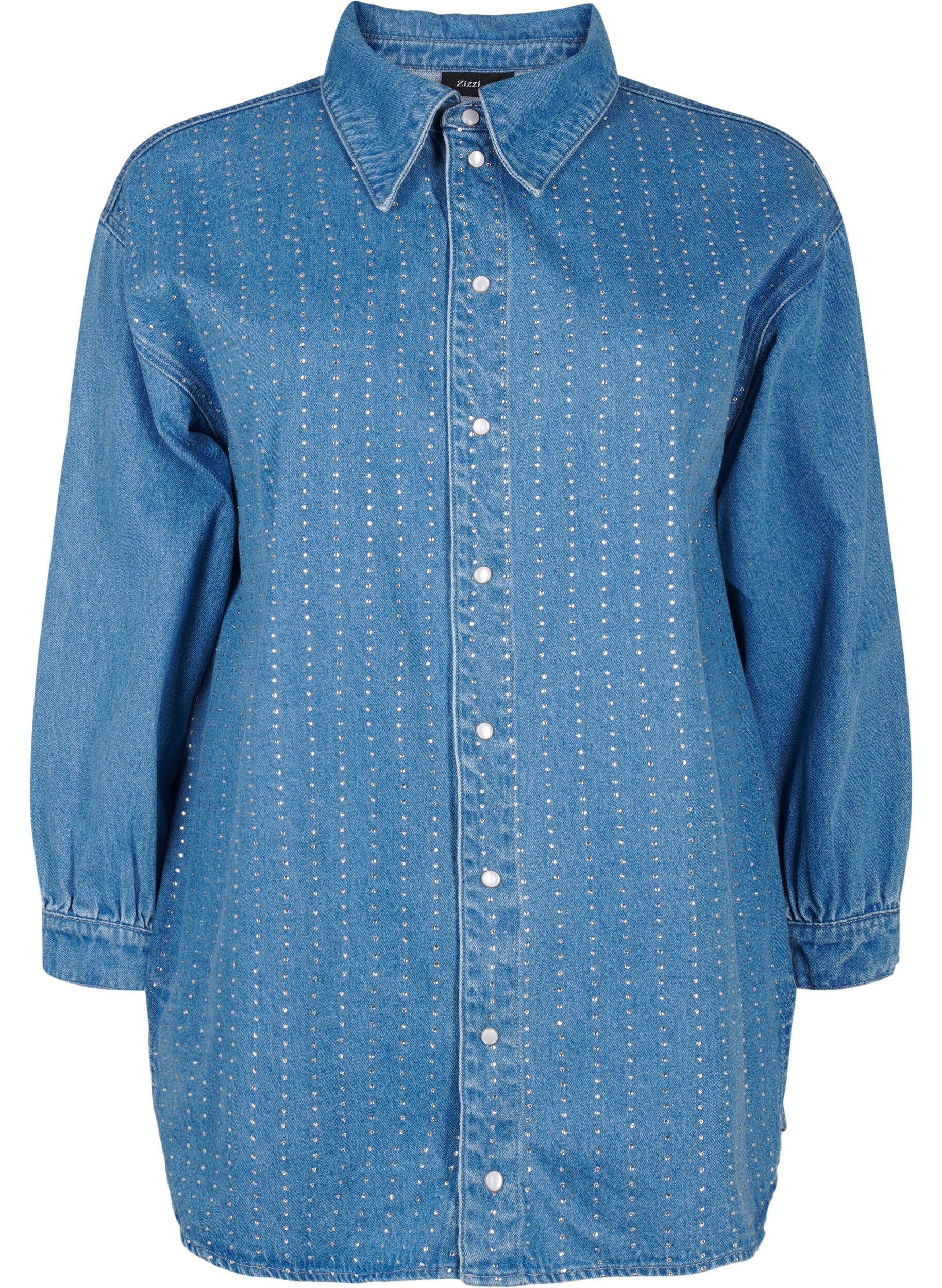 Denim shirt met strasssteentjes