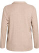 Gebreide blouse met kraag en kabelpatroon, Beige, Packshot image number 1