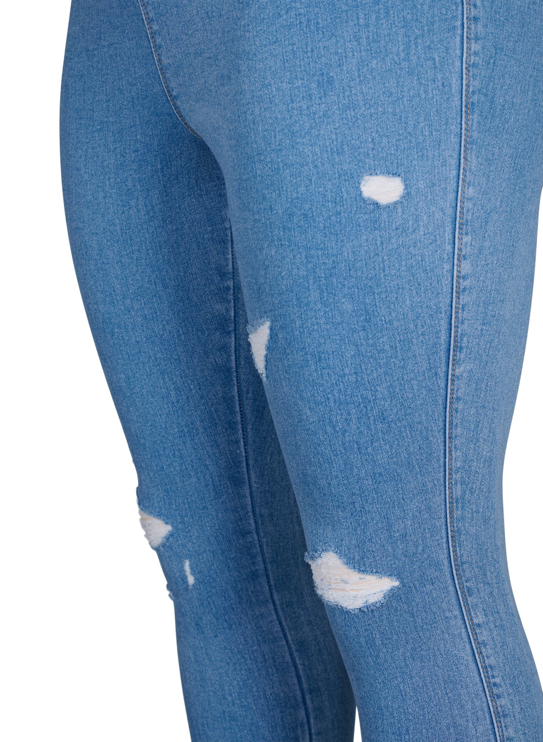ZizziGescheurde jeggings, Light Blue, Packshot image number 3